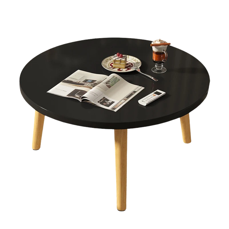 Table basse ronde en bois épurée pour petit salon