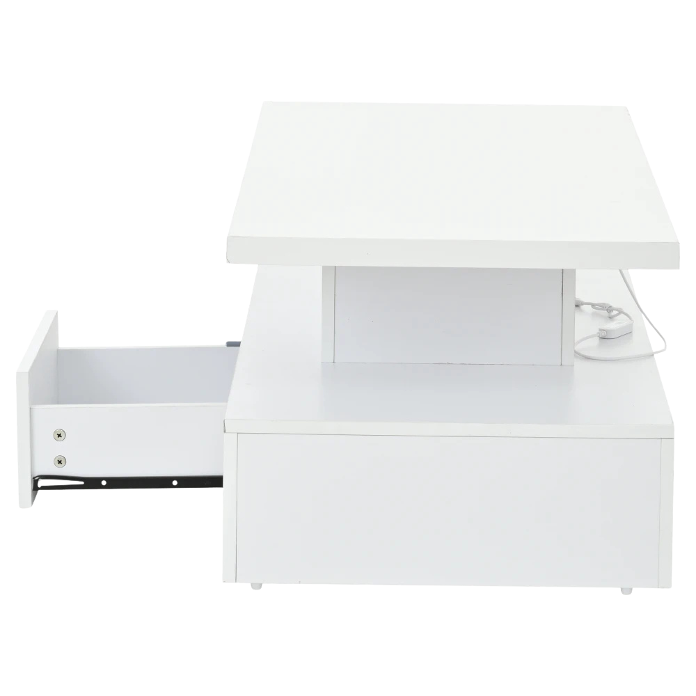 Table basse noire double plateau, LED 16 couleurs