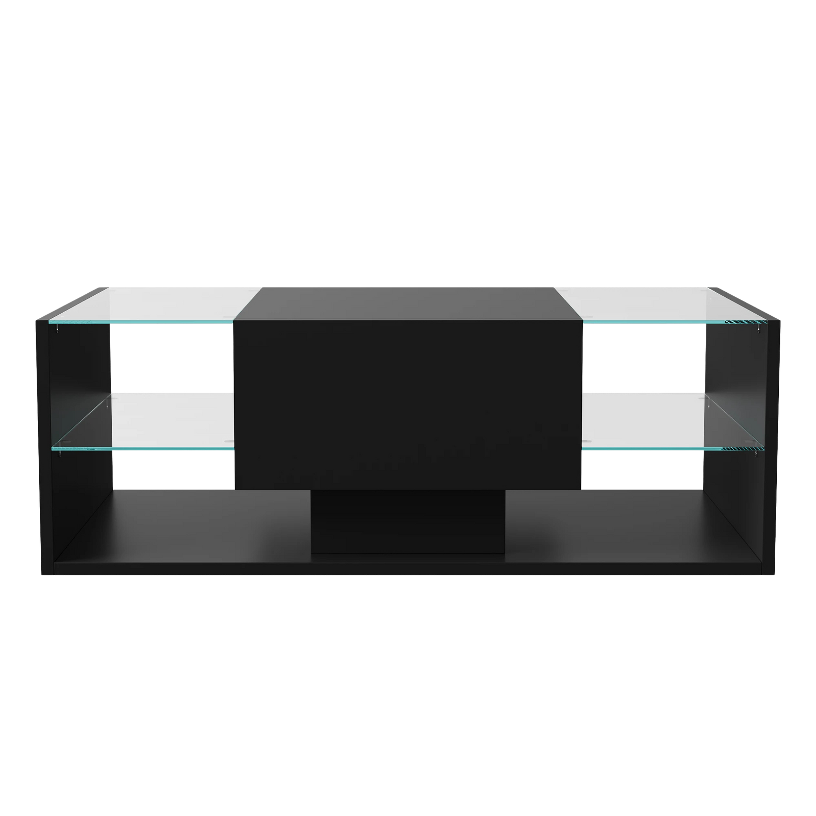 Table basse noire 100 cm, verre trempé et LED connectée