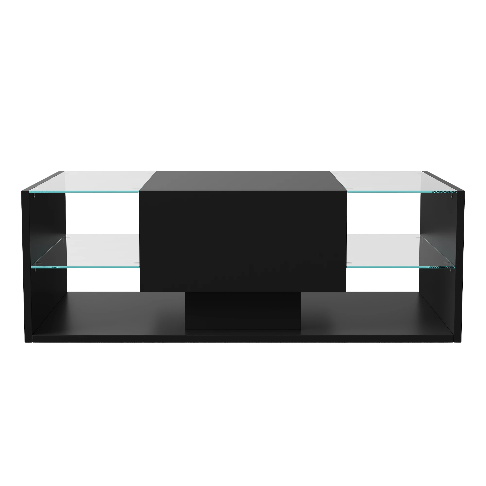 Table basse noire 100 cm, verre trempé et LED connectée